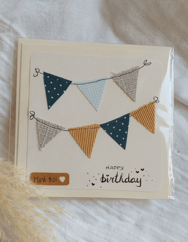 carte en tissu &quot;Happy Birthday&quot;